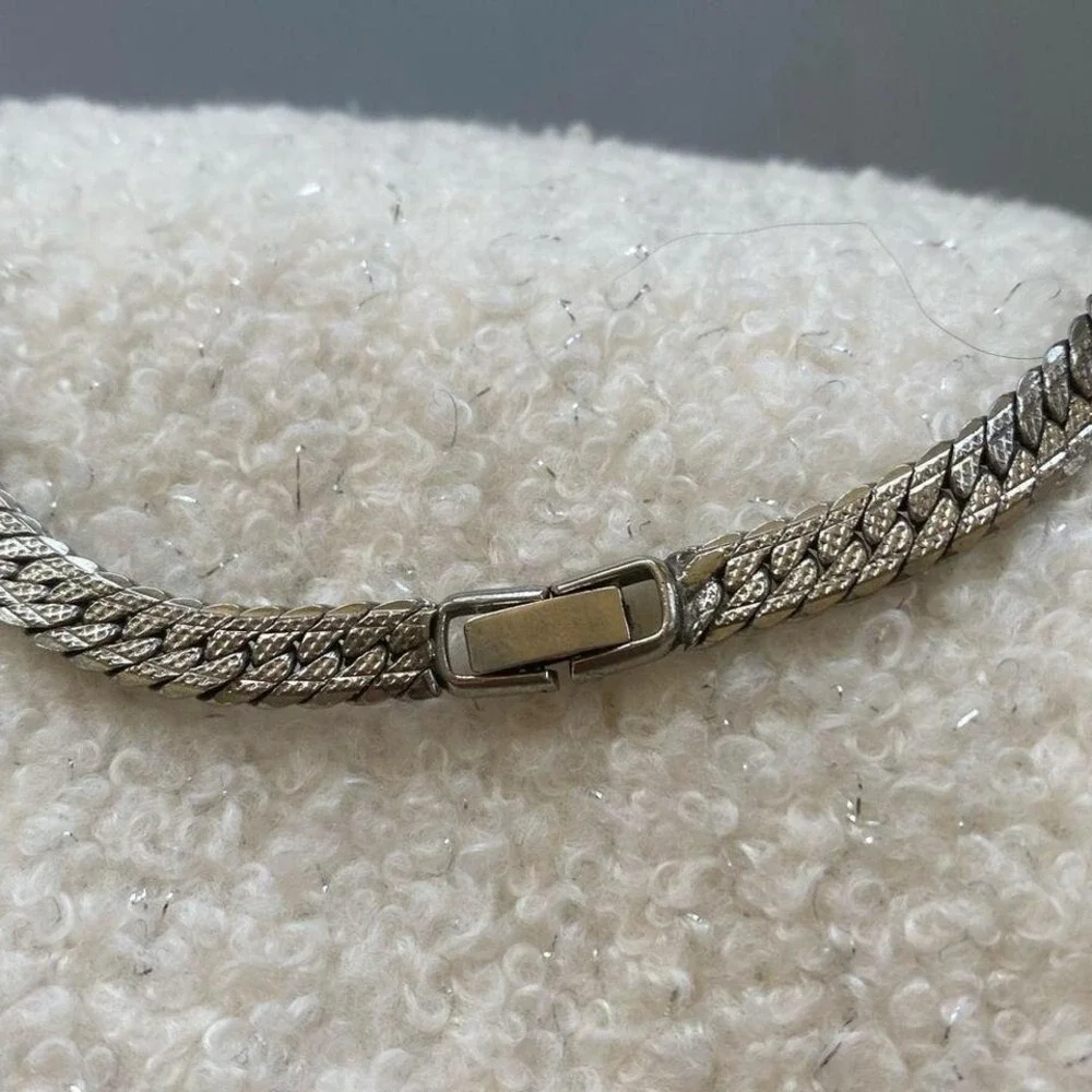 Silver Tone Jewelry Set Hoop Earrings and Necklace